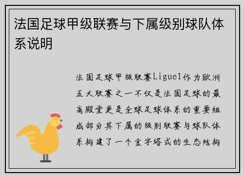 法国足球甲级联赛与下属级别球队体系说明